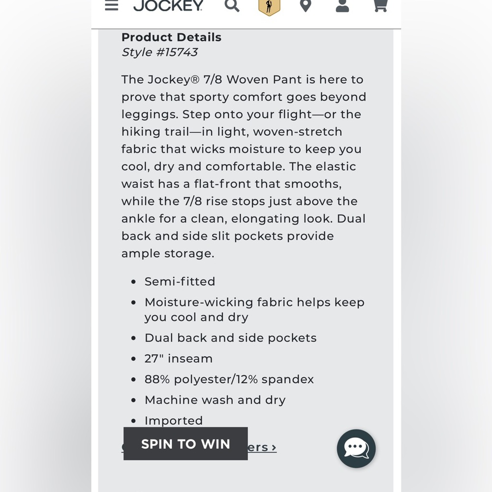 Jockey 7/8 Travel Pant - Picture 5 of 5